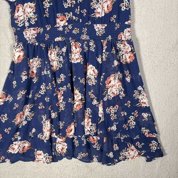 Torrid‎ Dress Women’s Plus Size 3X Blue Floral Mini Navy Blue Roses Garden Party - Picture 5 of 16